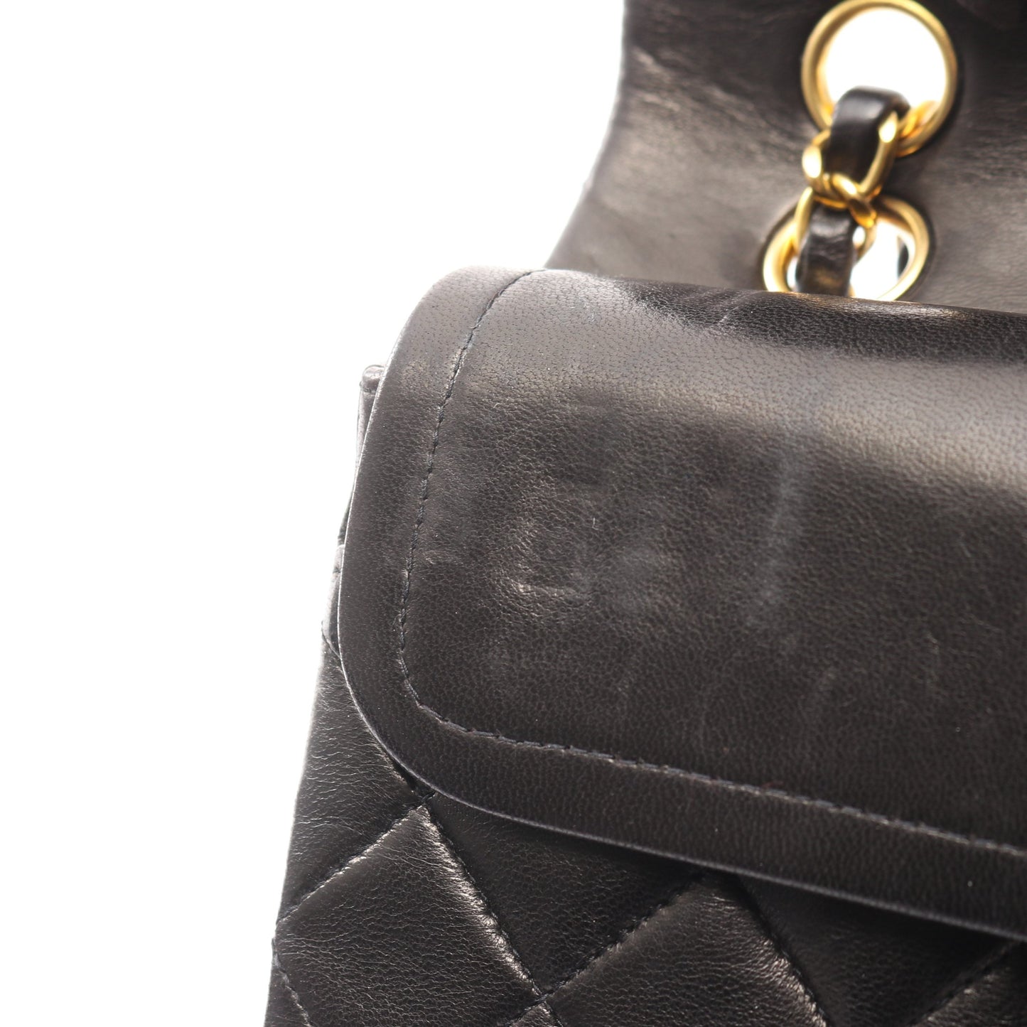 マトラッセ Wフラップ Wチェーンショルダーバッグ ラムスキン ブラック ゴールド金具 シャネル バッグ CHANEL