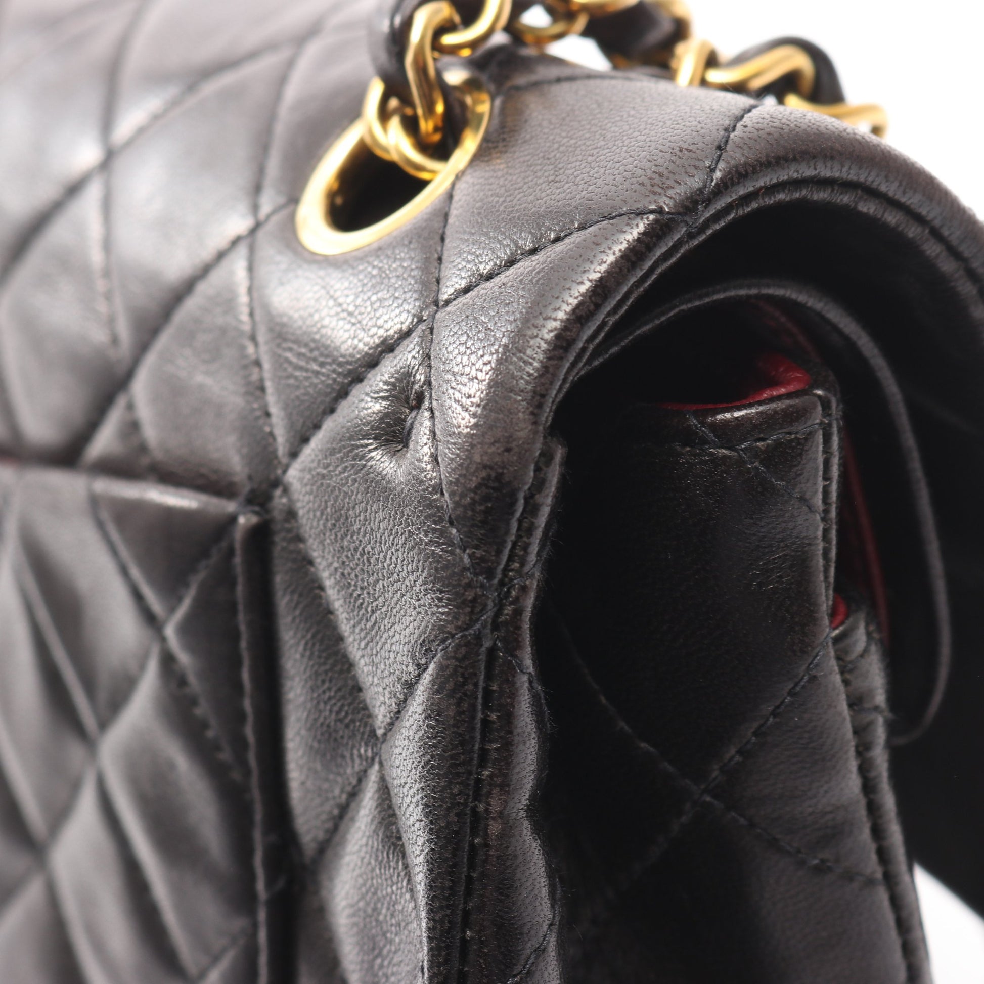 マトラッセ Wフラップ Wチェーンショルダーバッグ ラムスキン ブラック ゴールド金具 シャネル バッグ CHANEL