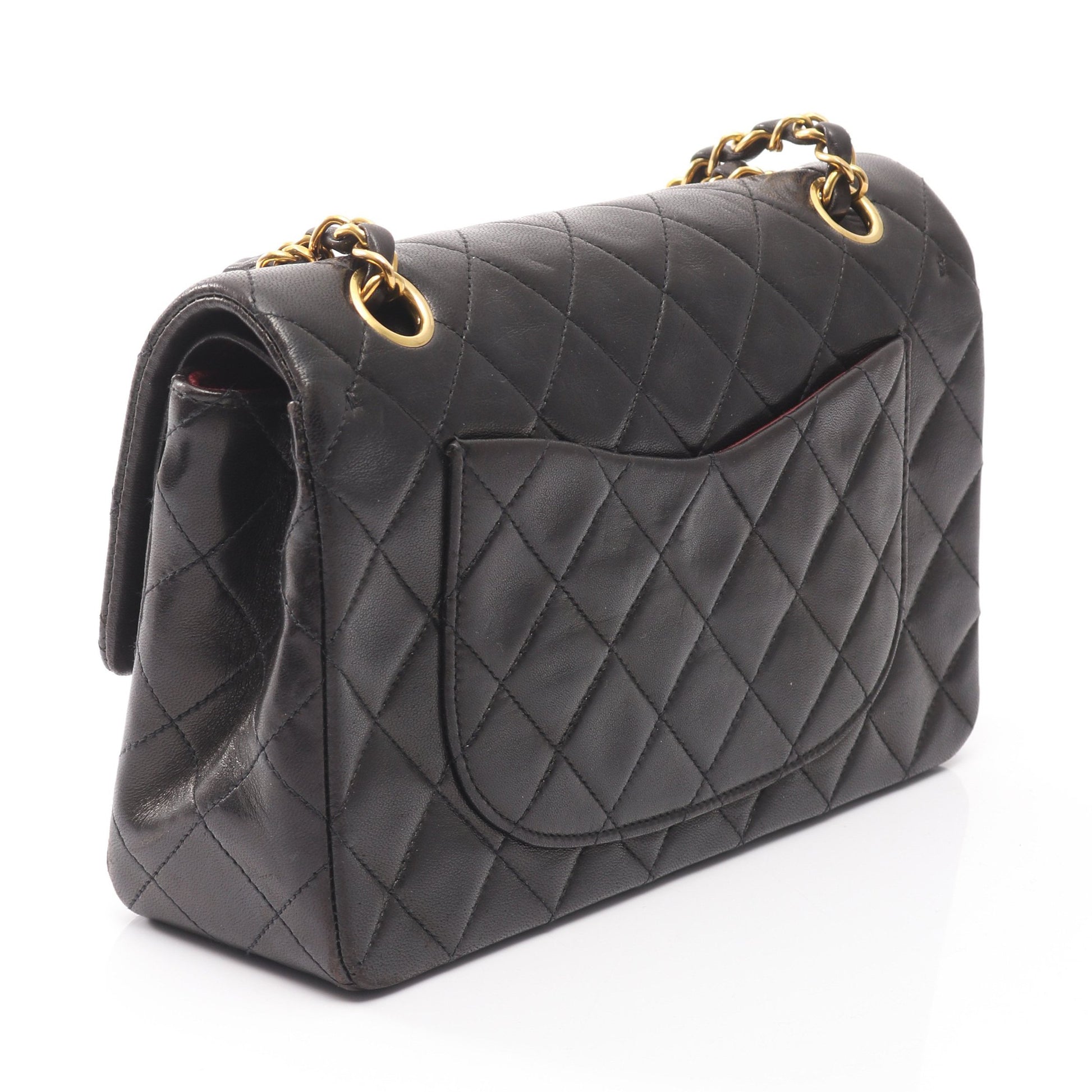 マトラッセ Wフラップ Wチェーンショルダーバッグ ラムスキン ブラック ゴールド金具 シャネル バッグ CHANEL
