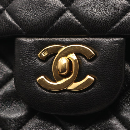 マトラッセ Wフラップ Wチェーンショルダーバッグ ラムスキン ブラック ゴールド金具 シャネル バッグ CHANEL
