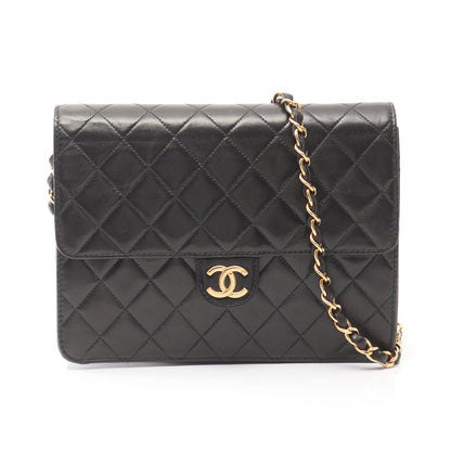 マトラッセ シングルフラップ チェーンショルダーバッグ ラムスキン ブラック ゴールド金具 シャネル バッグ CHANEL