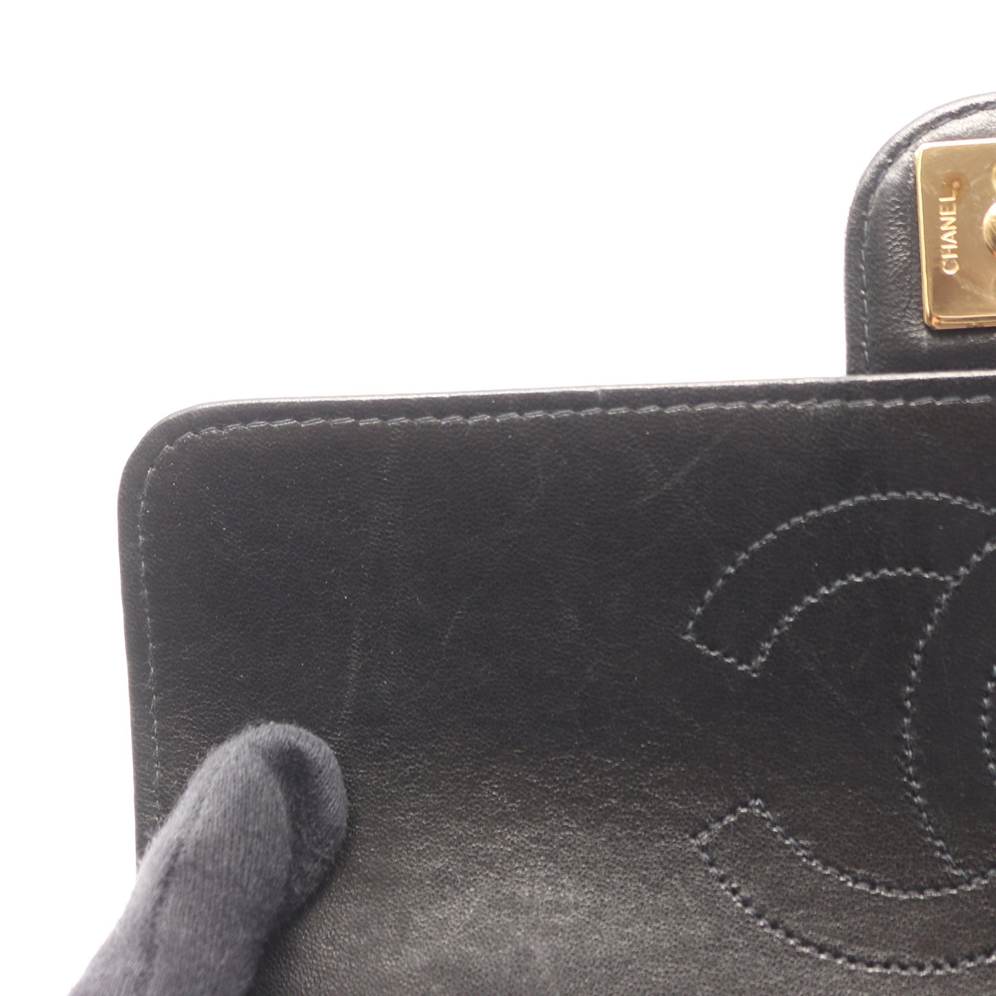 マトラッセ シングルフラップ チェーンショルダーバッグ ラムスキン ブラック ゴールド金具 シャネル バッグ CHANEL