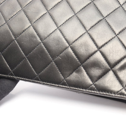 マトラッセ シングルフラップ チェーンショルダーバッグ ラムスキン ブラック ゴールド金具 シャネル バッグ CHANEL