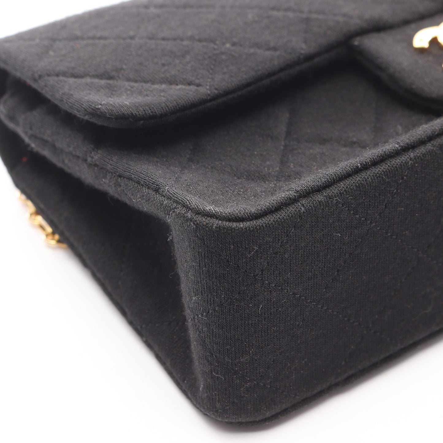マトラッセ Wフラップ Wチェーンショルダーバッグ コットンジャージー ブラック ゴールド金具 シャネル バッグ CHANEL