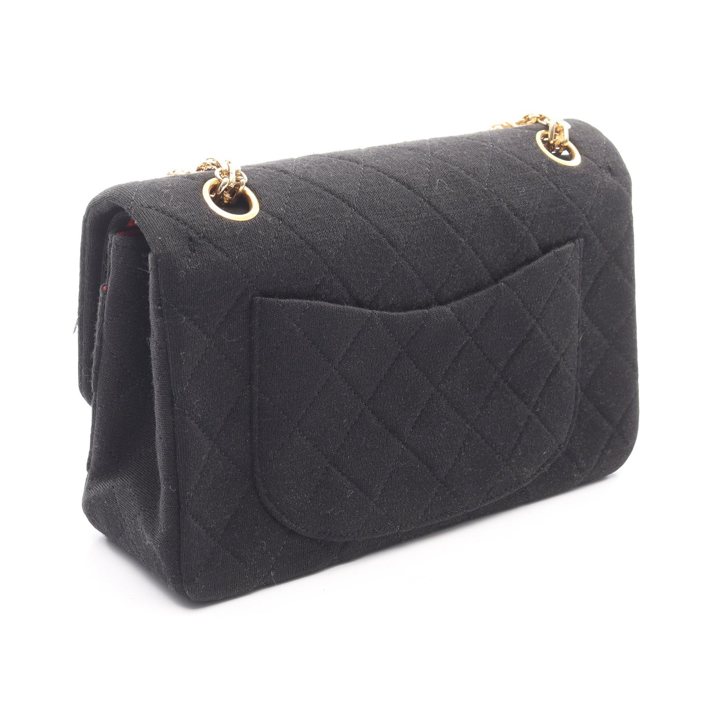 マトラッセ Wフラップ Wチェーンショルダーバッグ コットンジャージー ブラック ゴールド金具 シャネル バッグ CHANEL