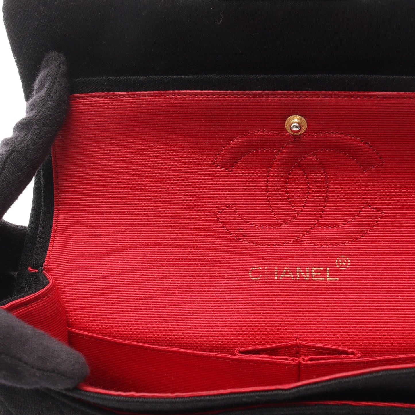 マトラッセ Wフラップ Wチェーンショルダーバッグ コットンジャージー ブラック ゴールド金具 シャネル バッグ CHANEL