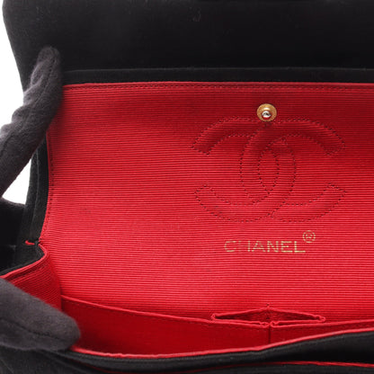 マトラッセ Wフラップ Wチェーンショルダーバッグ コットンジャージー ブラック ゴールド金具 シャネル バッグ CHANEL