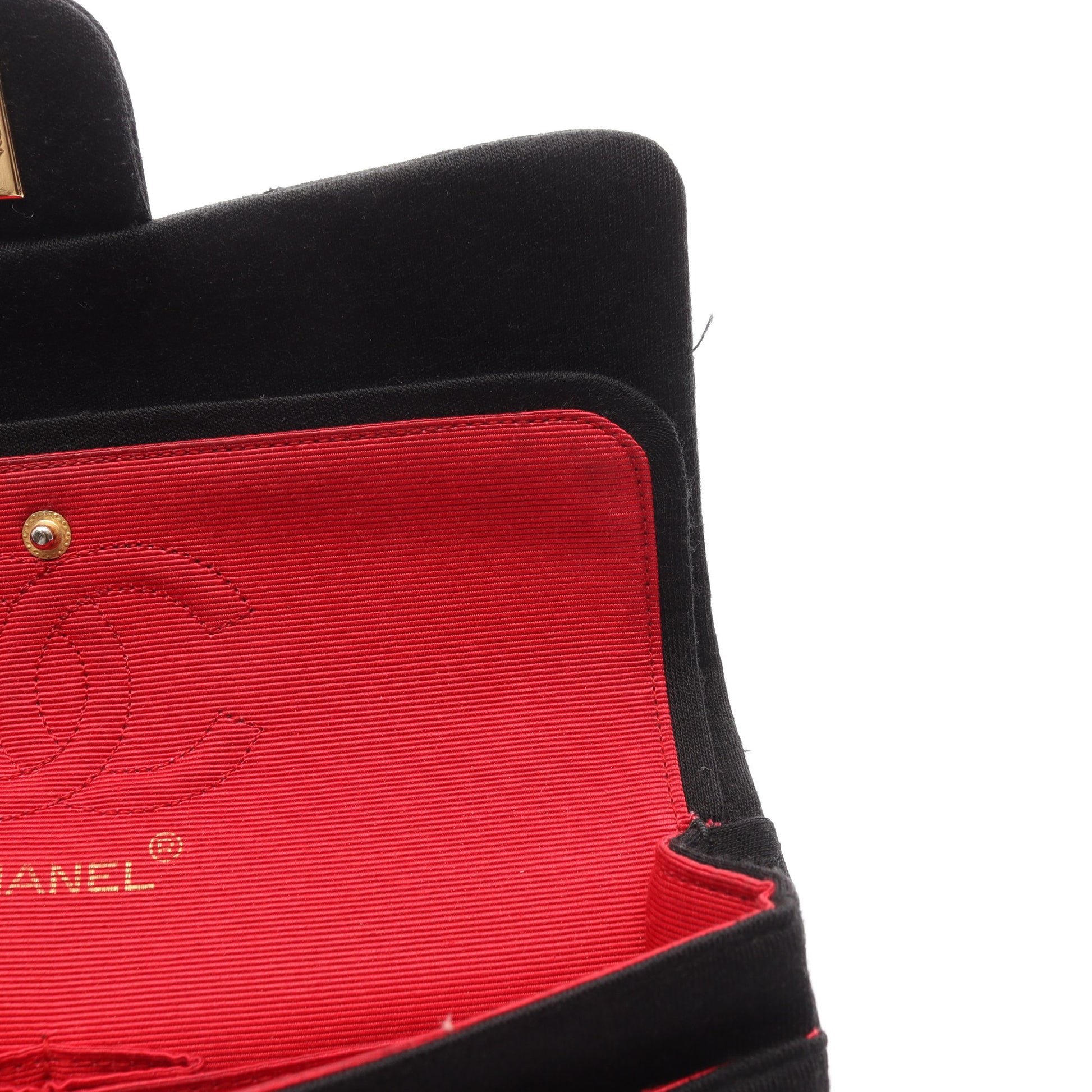 マトラッセ Wフラップ Wチェーンショルダーバッグ コットンジャージー ブラック ゴールド金具 シャネル バッグ CHANEL