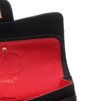 マトラッセ Wフラップ Wチェーンショルダーバッグ コットンジャージー ブラック ゴールド金具 シャネル バッグ CHANEL