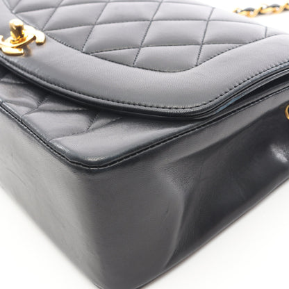 マトラッセ ダイアナフラップ チェーンショルダーバッグ ラムスキン ブラック ゴールド金具 シャネル バッグ CHANEL