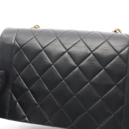 マトラッセ ダイアナフラップ チェーンショルダーバッグ ラムスキン ブラック ゴールド金具 シャネル バッグ CHANEL
