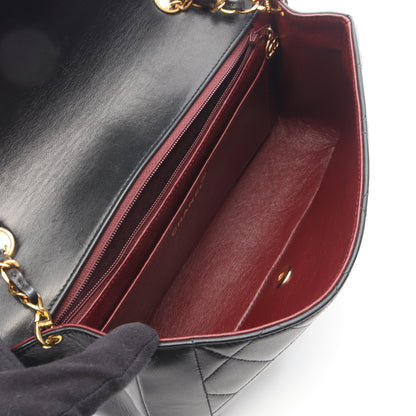 マトラッセ ダイアナフラップ チェーンショルダーバッグ ラムスキン ブラック ゴールド金具 シャネル バッグ CHANEL