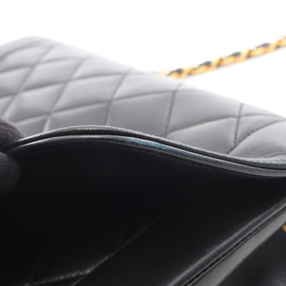 マトラッセ ダイアナフラップ チェーンショルダーバッグ ラムスキン ブラック ゴールド金具 シャネル バッグ CHANEL