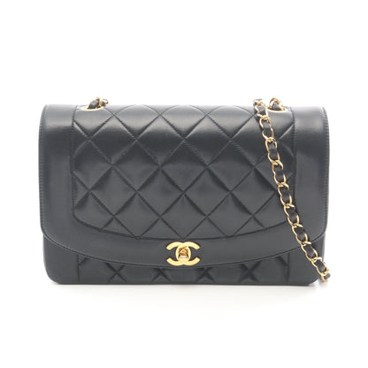 マトラッセ ダイアナフラップ チェーンショルダーバッグ ラムスキン ブラック ゴールド金具 シャネル バッグ CHANEL