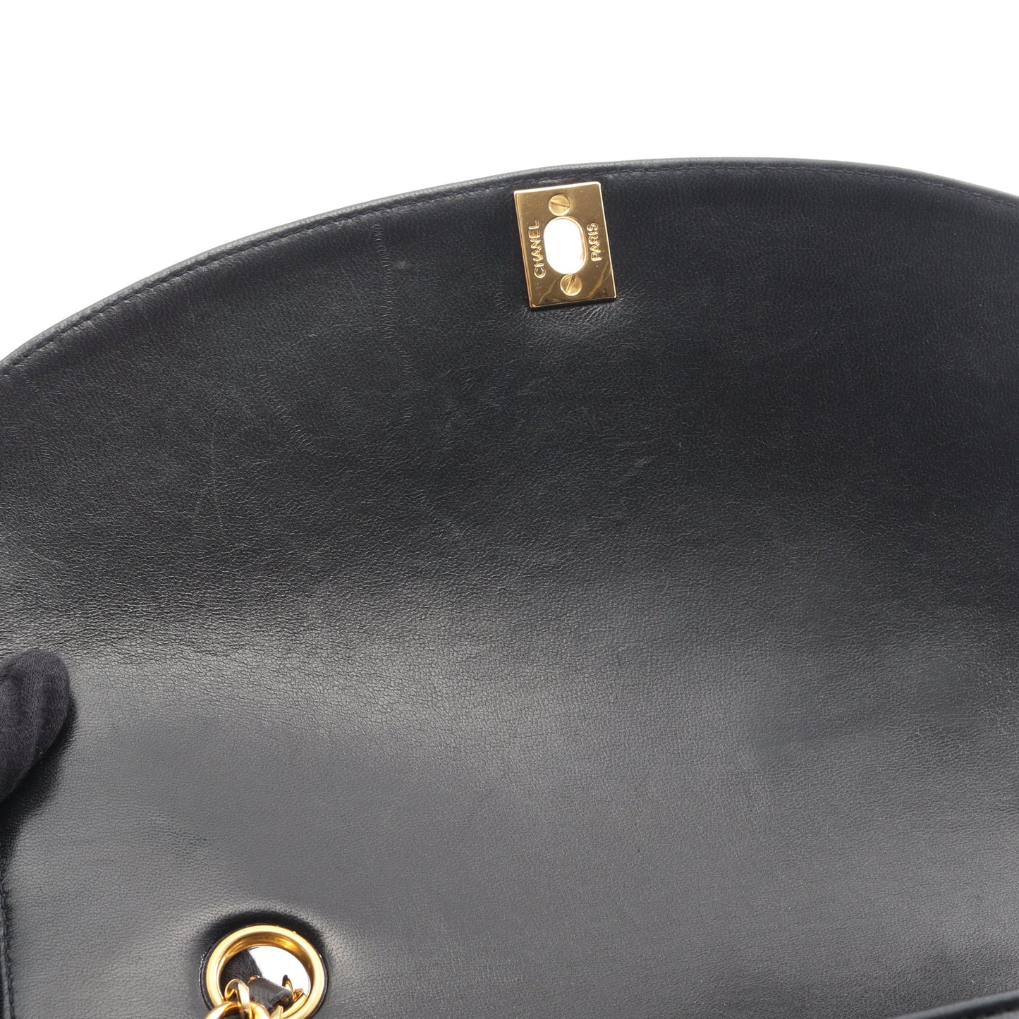 マトラッセ ダイアナフラップ チェーンショルダーバッグ ラムスキン ブラック ゴールド金具 シャネル バッグ CHANEL