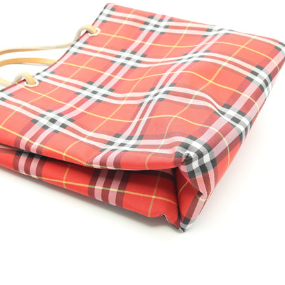 ノバチェック ハンドバッグ キャンバス レザー レッド ライトブラウン マルチカラー バーバリー バッグ BURBERRY