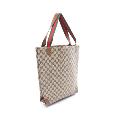 オールドグッチ GGプラス シェリーライン ハンドバッグ トートバッグ PVC レザー ベージュ ブラウン グッチ バッグ GUCCI