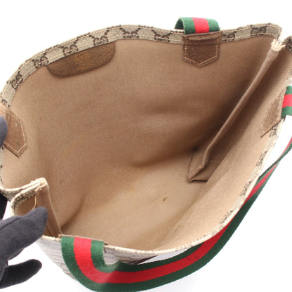 オールドグッチ GGプラス シェリーライン ハンドバッグ トートバッグ PVC レザー ベージュ ブラウン グッチ バッグ GUCCI