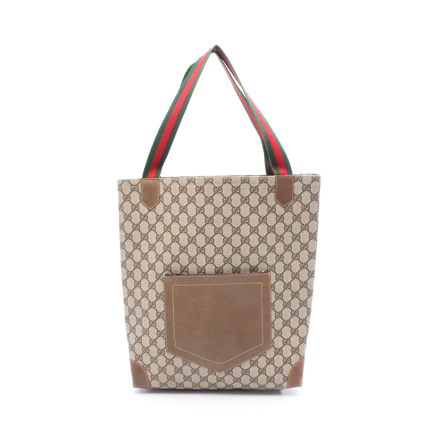 オールドグッチ GGプラス シェリーライン ハンドバッグ トートバッグ PVC レザー ベージュ ブラウン グッチ バッグ GUCCI