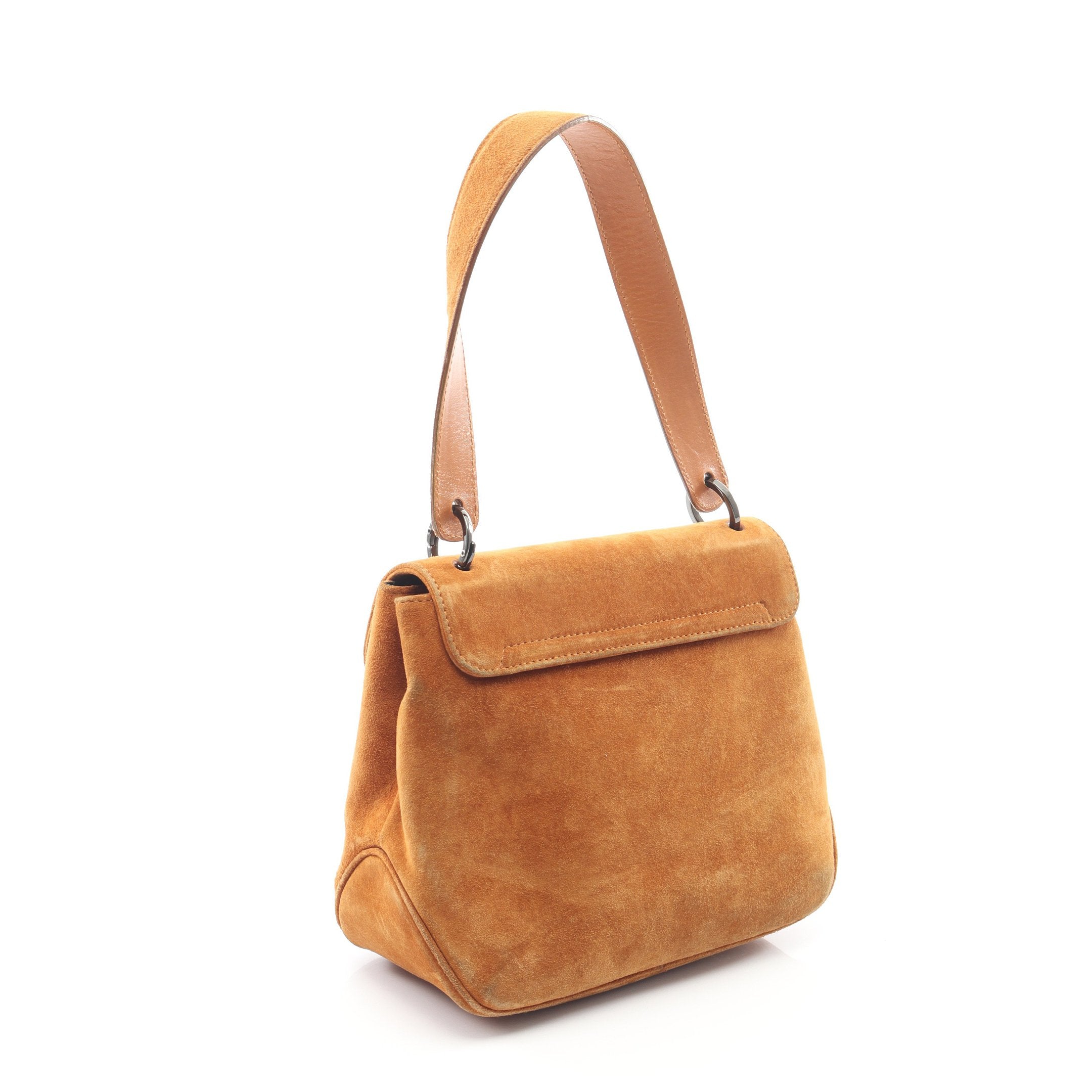 美品 サルヴァトーレ フェラガモ 7C 24.5 ヴァラ スエード ブラウン ヴァラ ハンドバッグ スエード ライトブラウン サルヴァトーレ