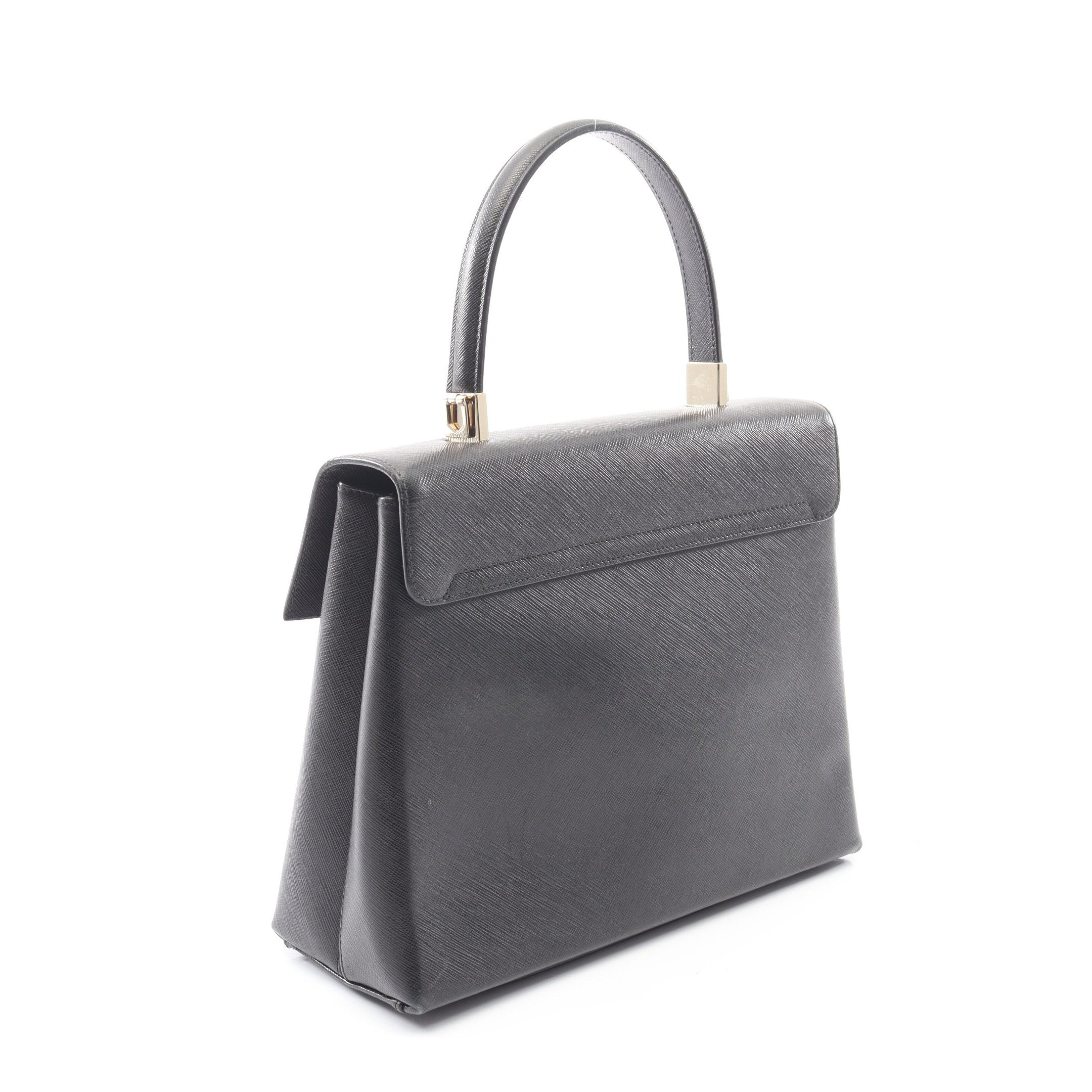 ガンチーニ ハンドバッグ レザー ブラック 2WAY サルヴァトーレ