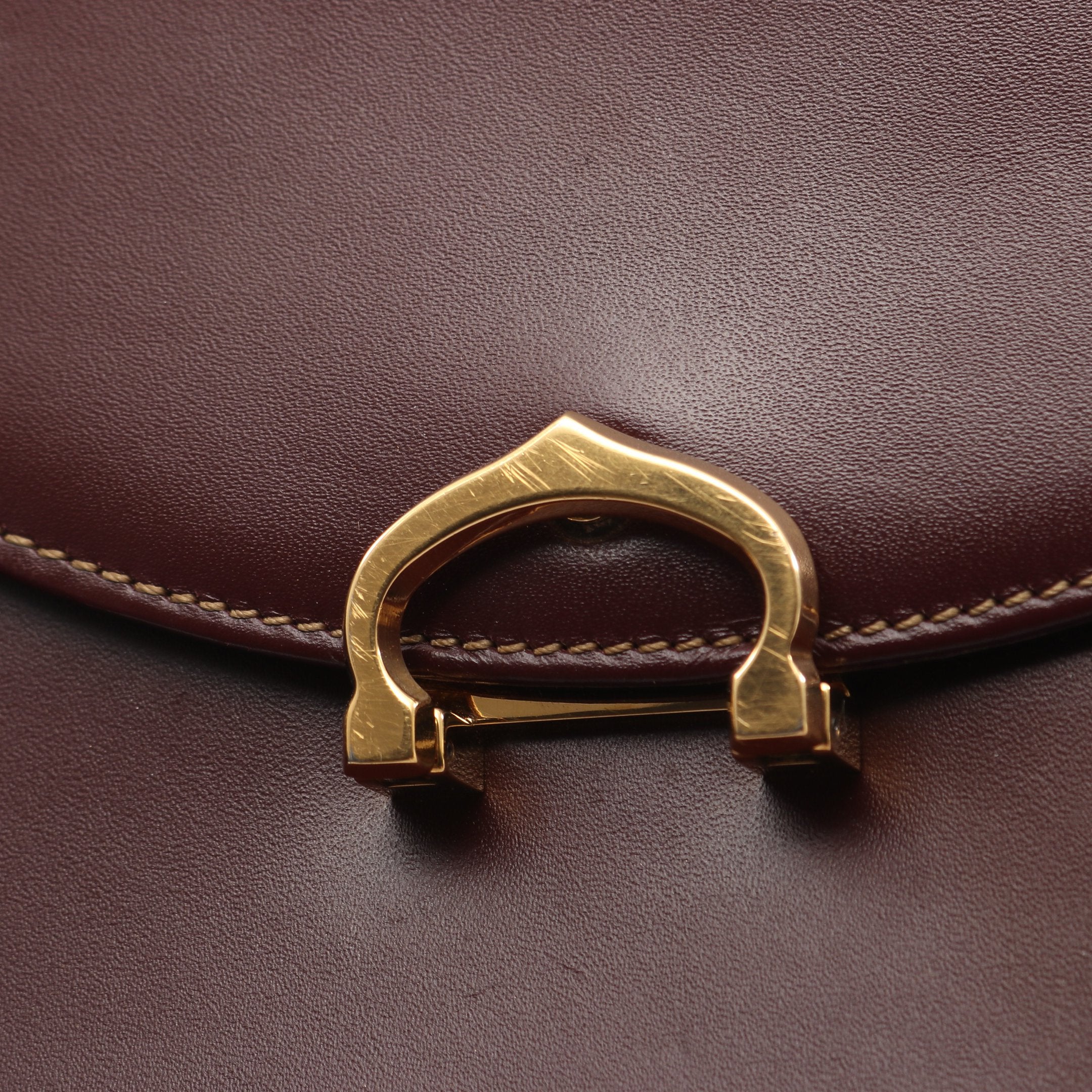 マストライン トップハンドル ハンドバッグ レザー ボルドー