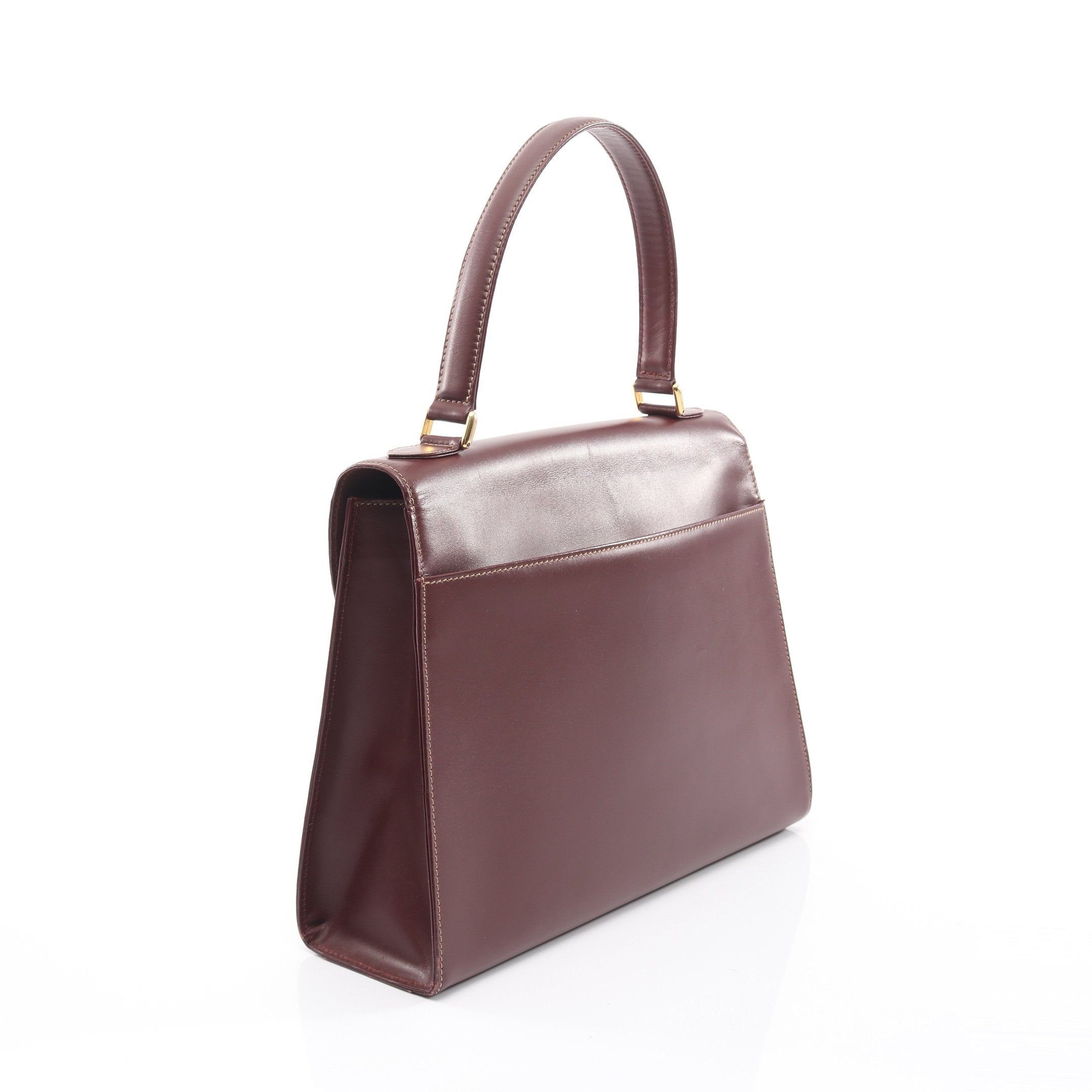 マストライン トップハンドル ハンドバッグ レザー ボルドー