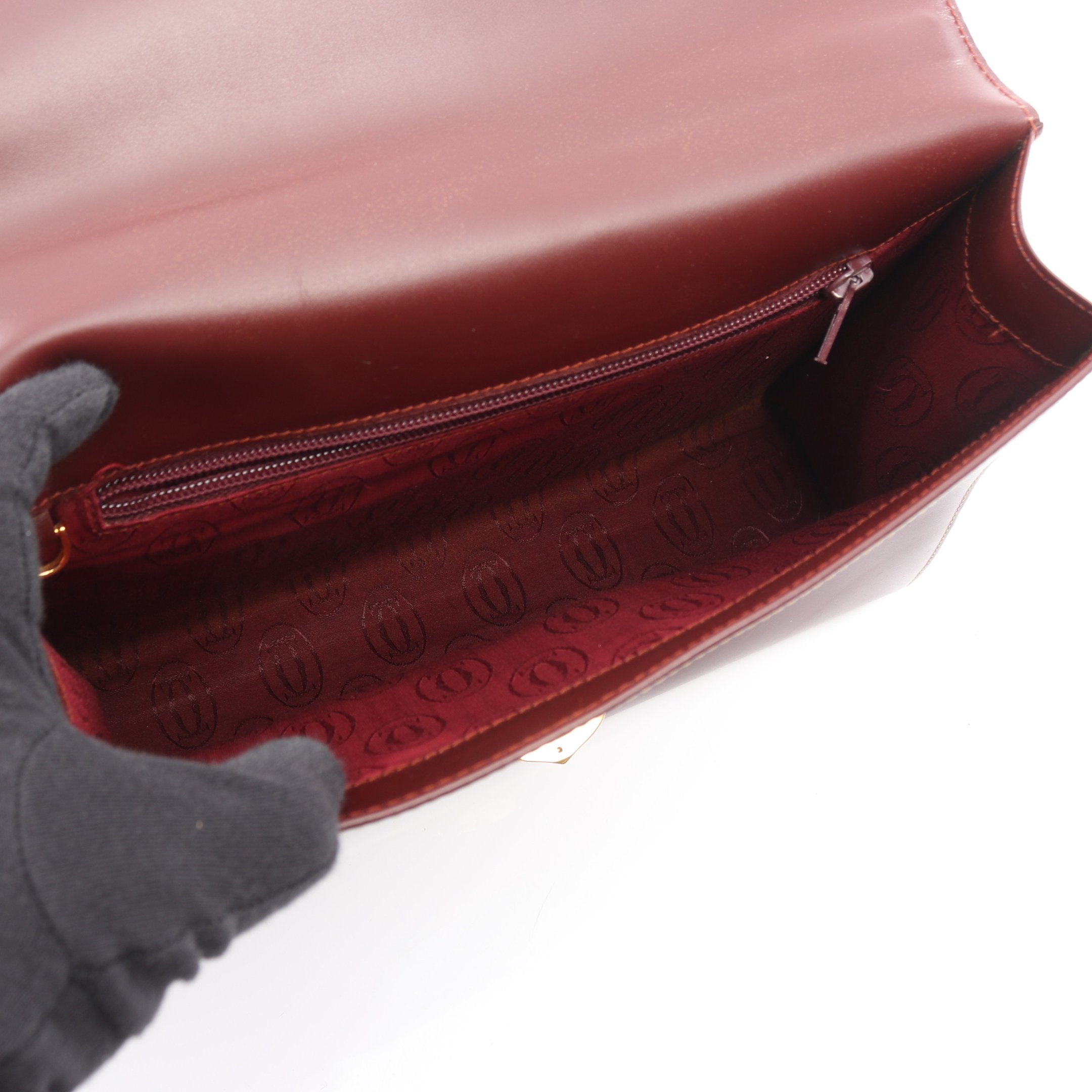 マストライン トップハンドル ハンドバッグ レザー ボルドー