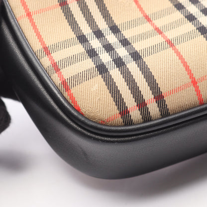 チェックリンク バムバッグ ウエストバッグ ボディバッグ キャンバス レザー ベージュ ブラック バーバリー バッグ BURBERRY