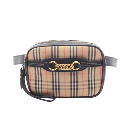 チェックリンク バムバッグ ウエストバッグ ボディバッグ キャンバス レザー ベージュ ブラック バーバリー バッグ BURBERRY