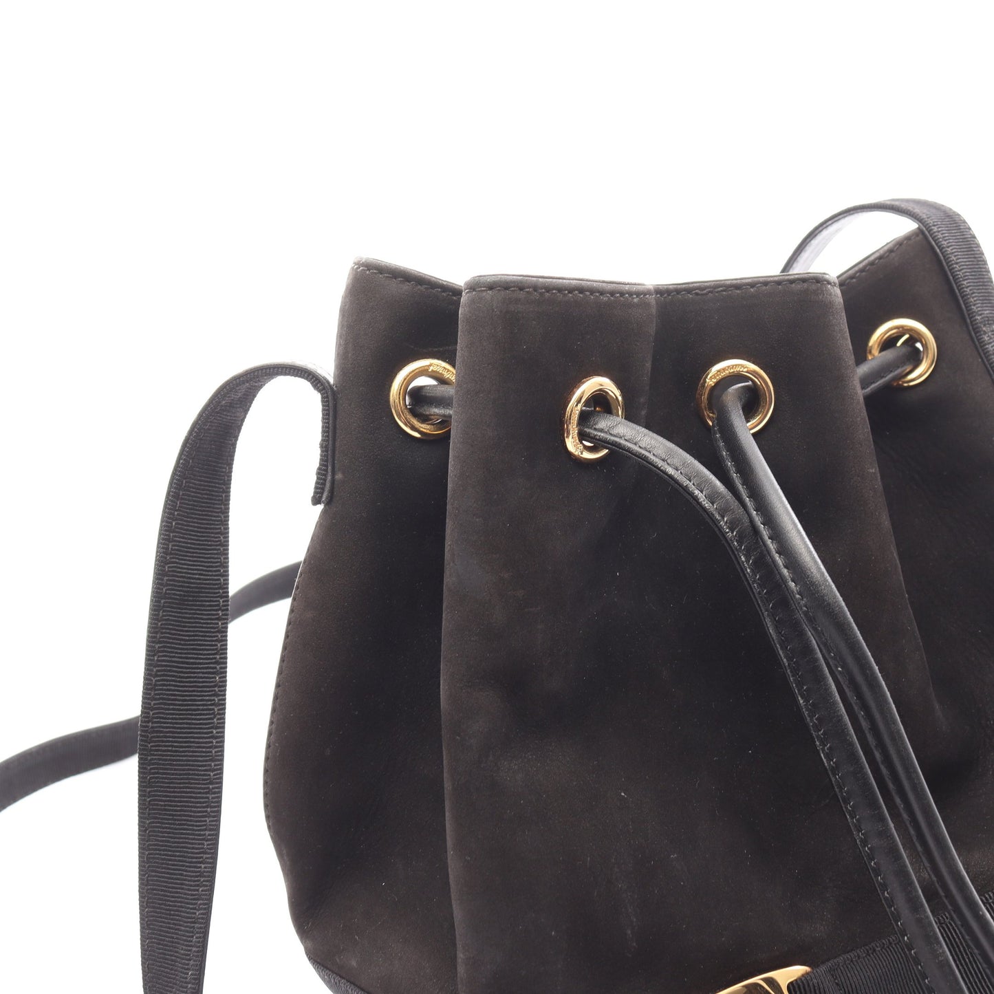 ヴァラ 巾着 ショルダーバッグ スエード ブラック サルヴァトーレフェラガモ バッグ Salvatore Ferragamo