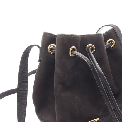ヴァラ 巾着 ショルダーバッグ スエード ブラック サルヴァトーレフェラガモ バッグ Salvatore Ferragamo