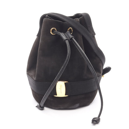 ヴァラ 巾着 ショルダーバッグ スエード ブラック サルヴァトーレフェラガモ バッグ Salvatore Ferragamo