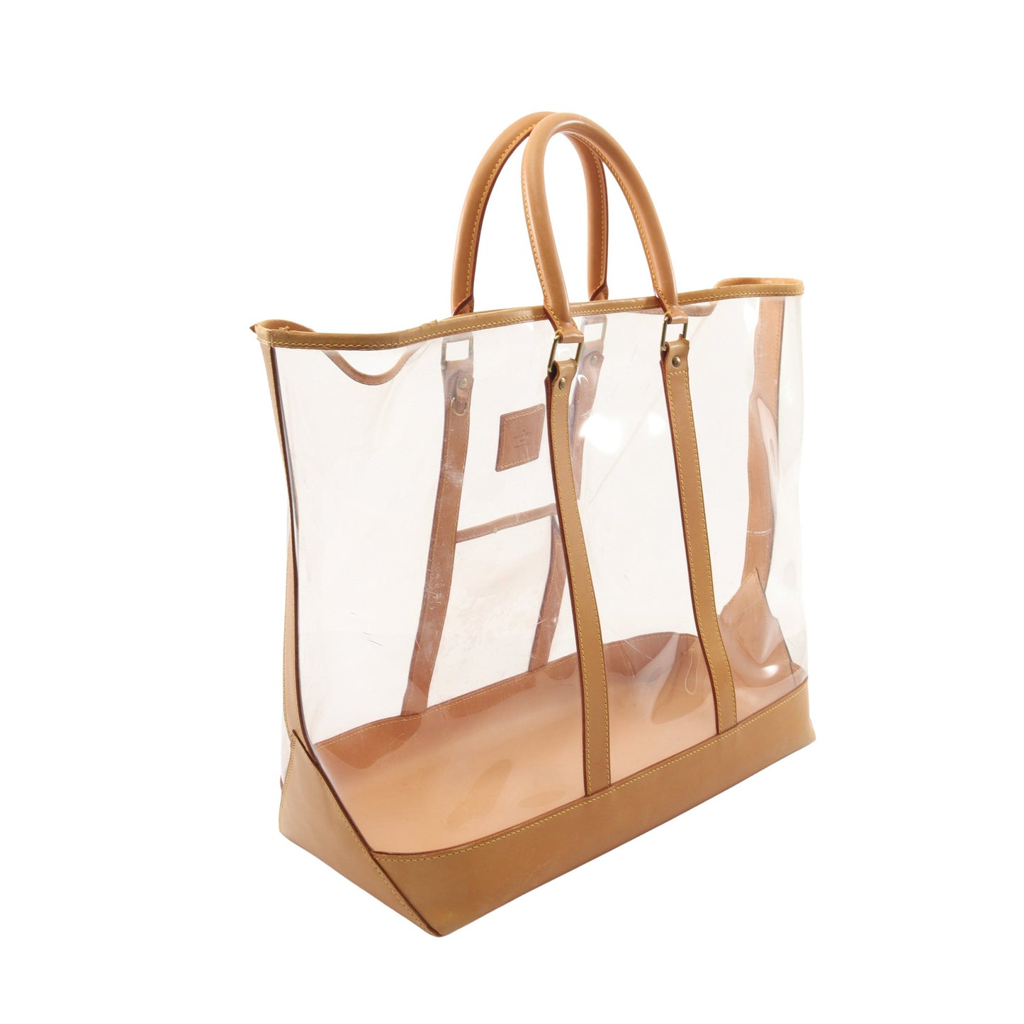 SEVEN DESIGNERS ISAAC MIZRAHI ハンドバッグ トートバッグ ビニール レザー クリア ライトブラウン 2WAY ルイヴィトン バッグ LOUIS VUITTON
