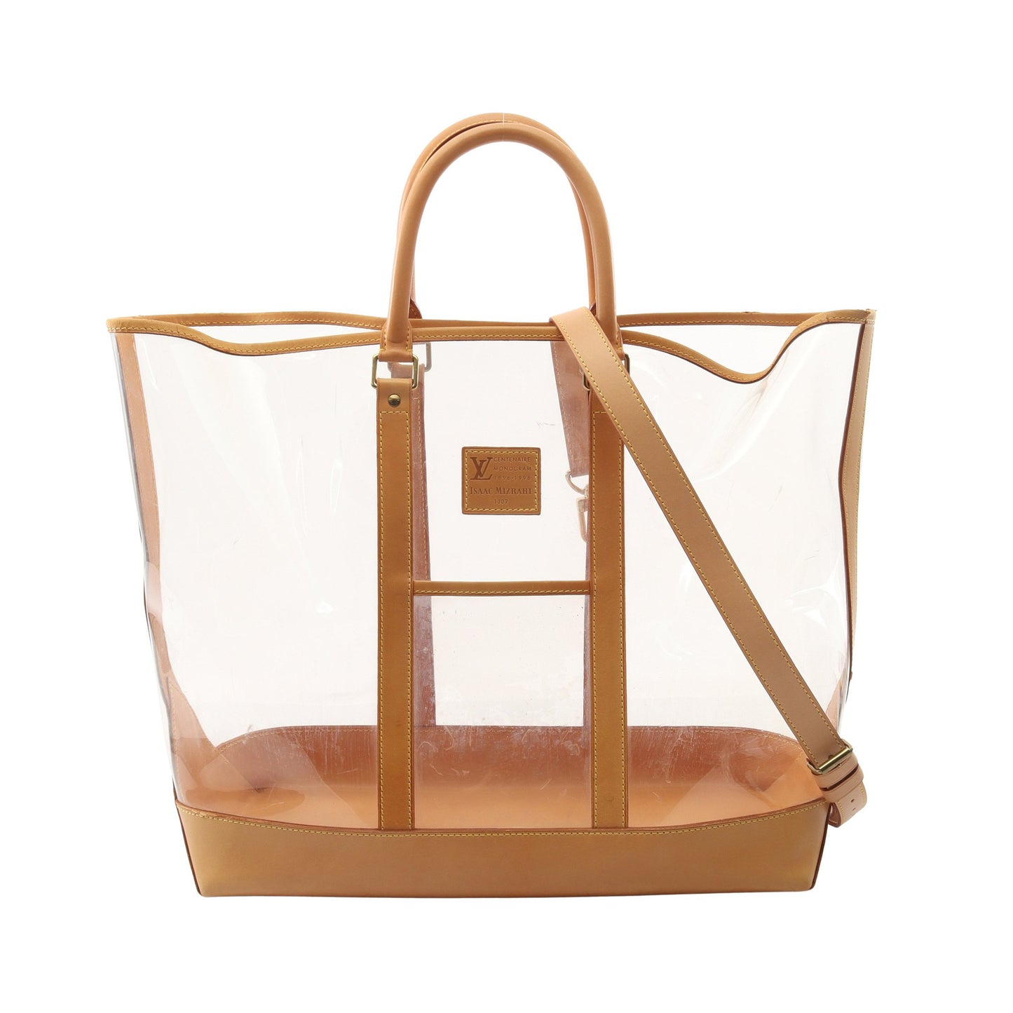 SEVEN DESIGNERS ISAAC MIZRAHI ハンドバッグ トートバッグ ビニール レザー クリア ライトブラウン 2WAY ルイヴィトン バッグ LOUIS VUITTON