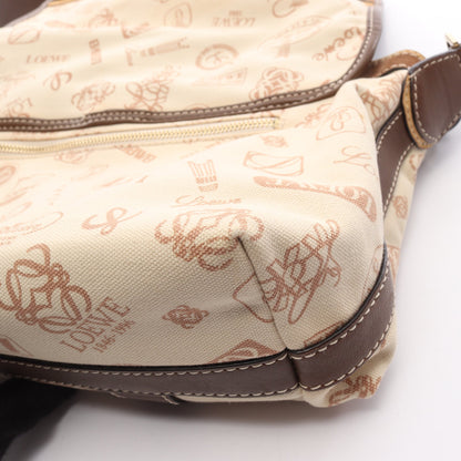 160 ANIVERSARIO ショルダーバッグ キャンバス スエード レザー アイボリー ブラウン ロエベ バッグ LOEWE