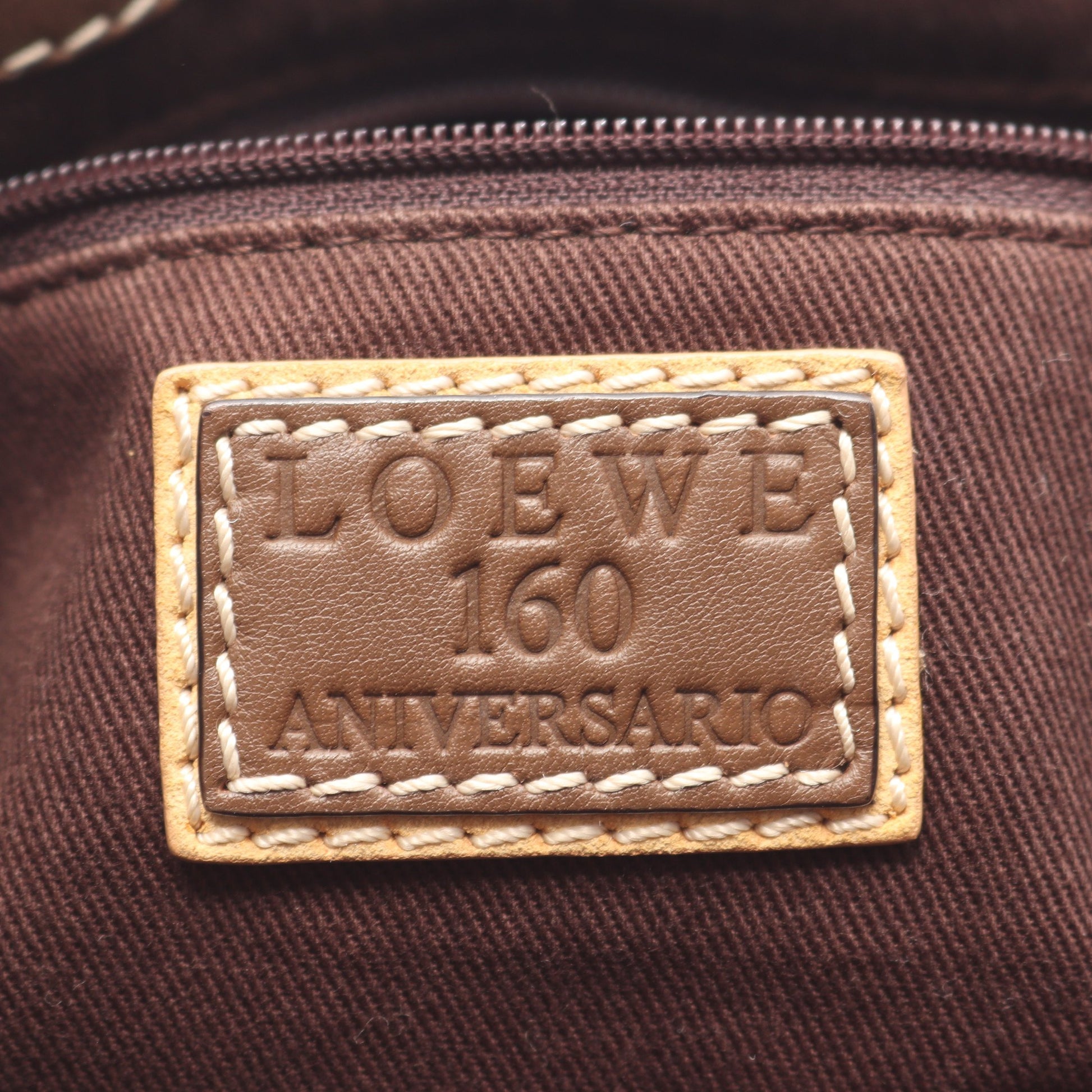 160 ANIVERSARIO ショルダーバッグ キャンバス スエード レザー アイボリー ブラウン ロエベ バッグ LOEWE