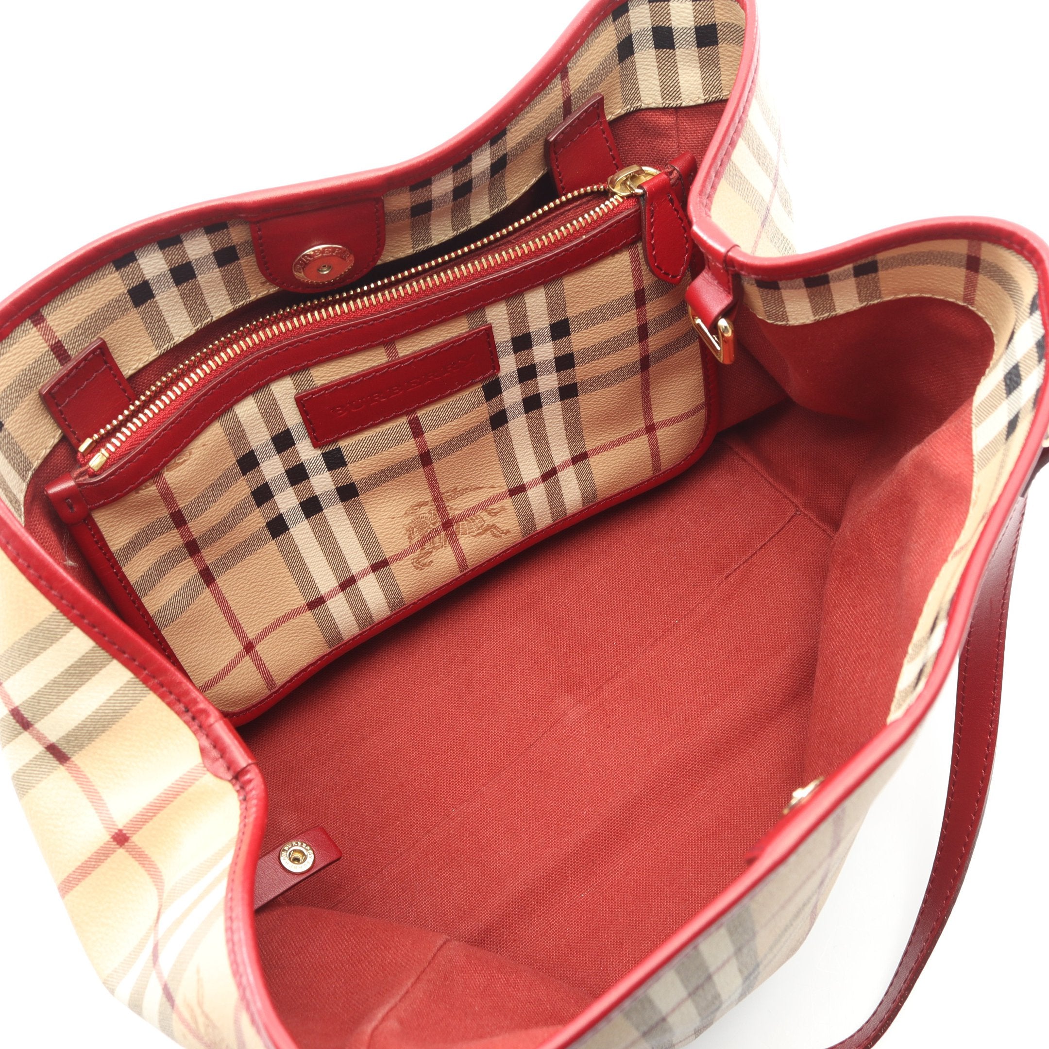 Burberry ヘイマーケットチェック　柄トートバッグ　レザー BURBERRY チェック柄 トートバッグ