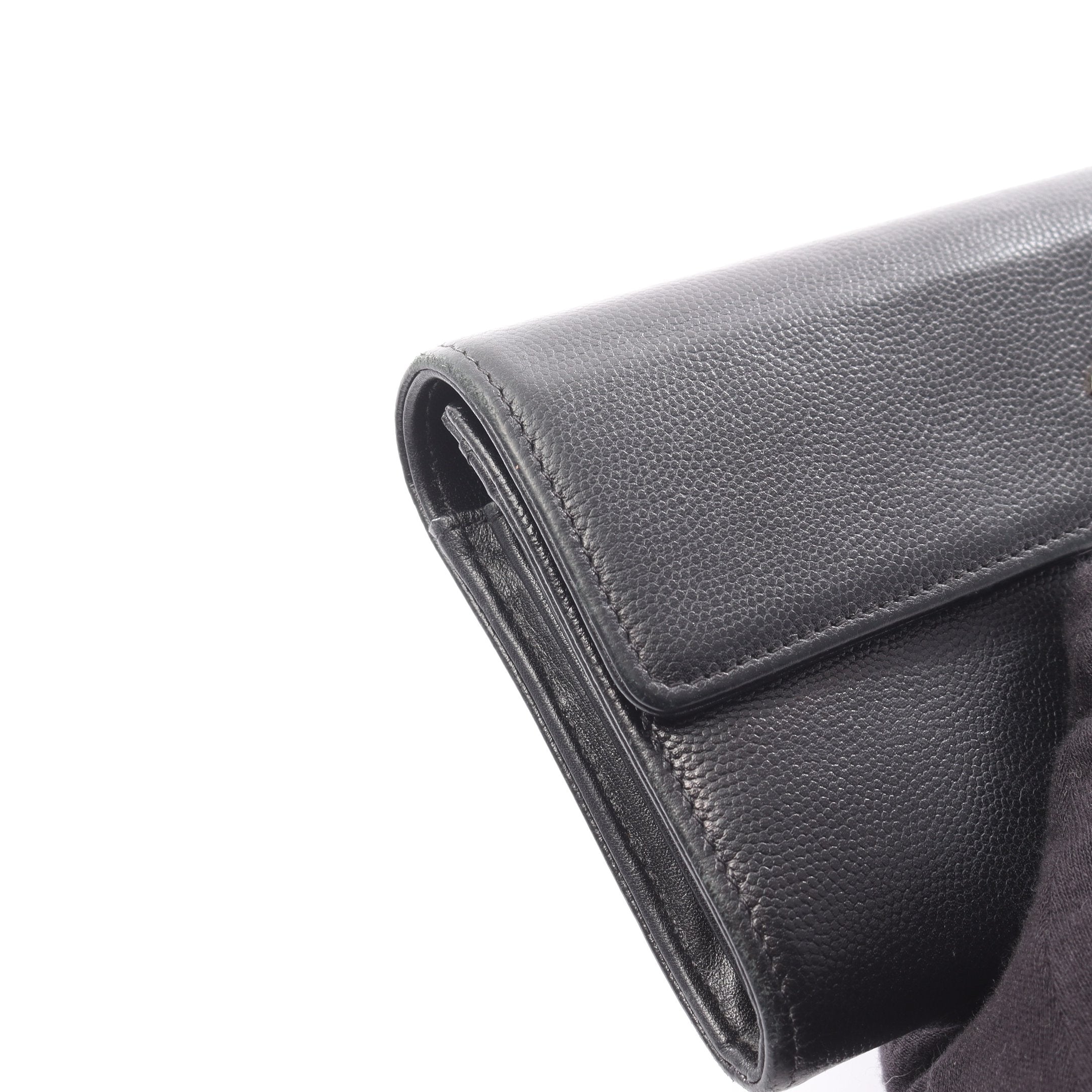 ココマーク 二つ折り長財布 キャビアスキン ブラック シルバー金具