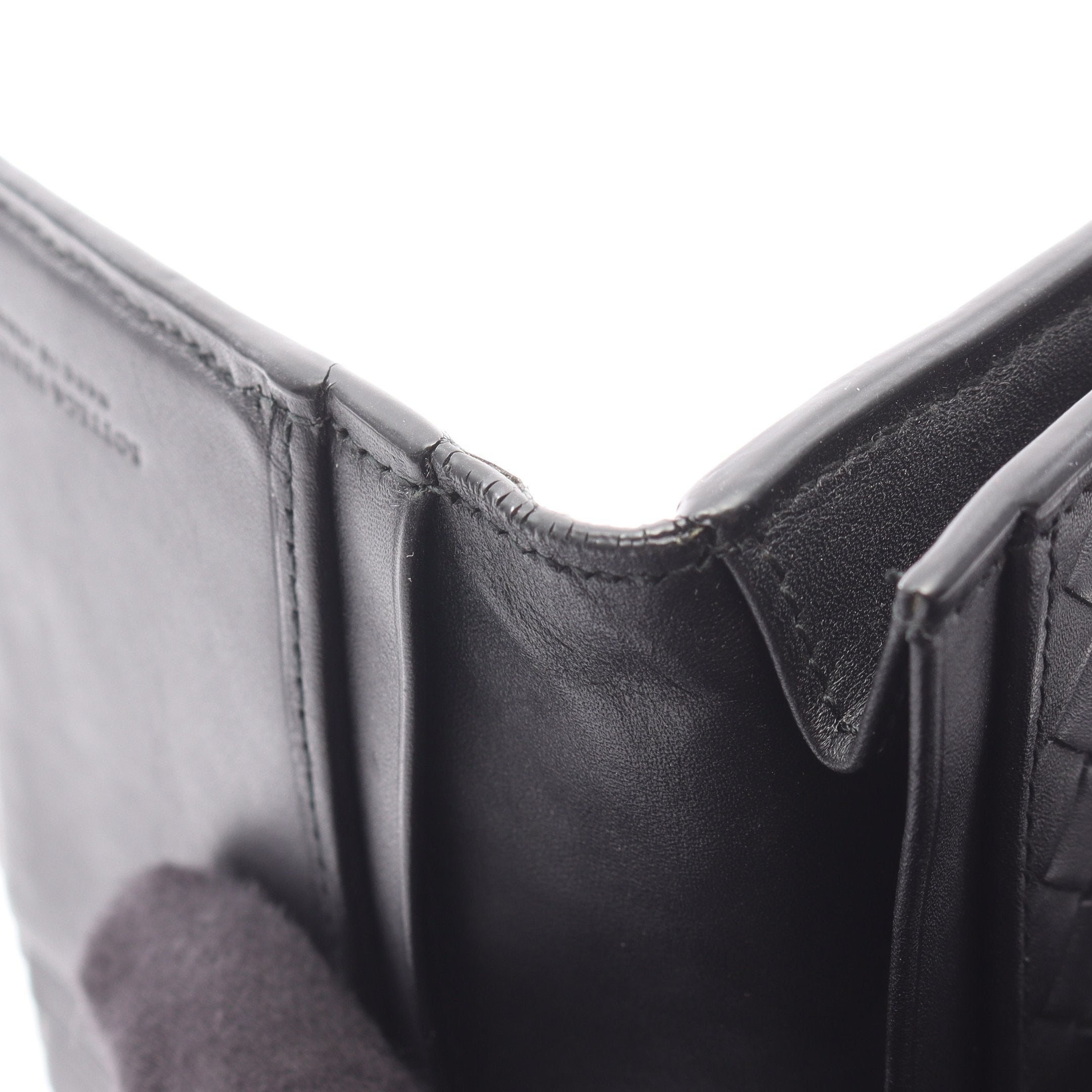 イントレチャート 二つ折り長財布 レザー ブラック ボッテガヴェネタ