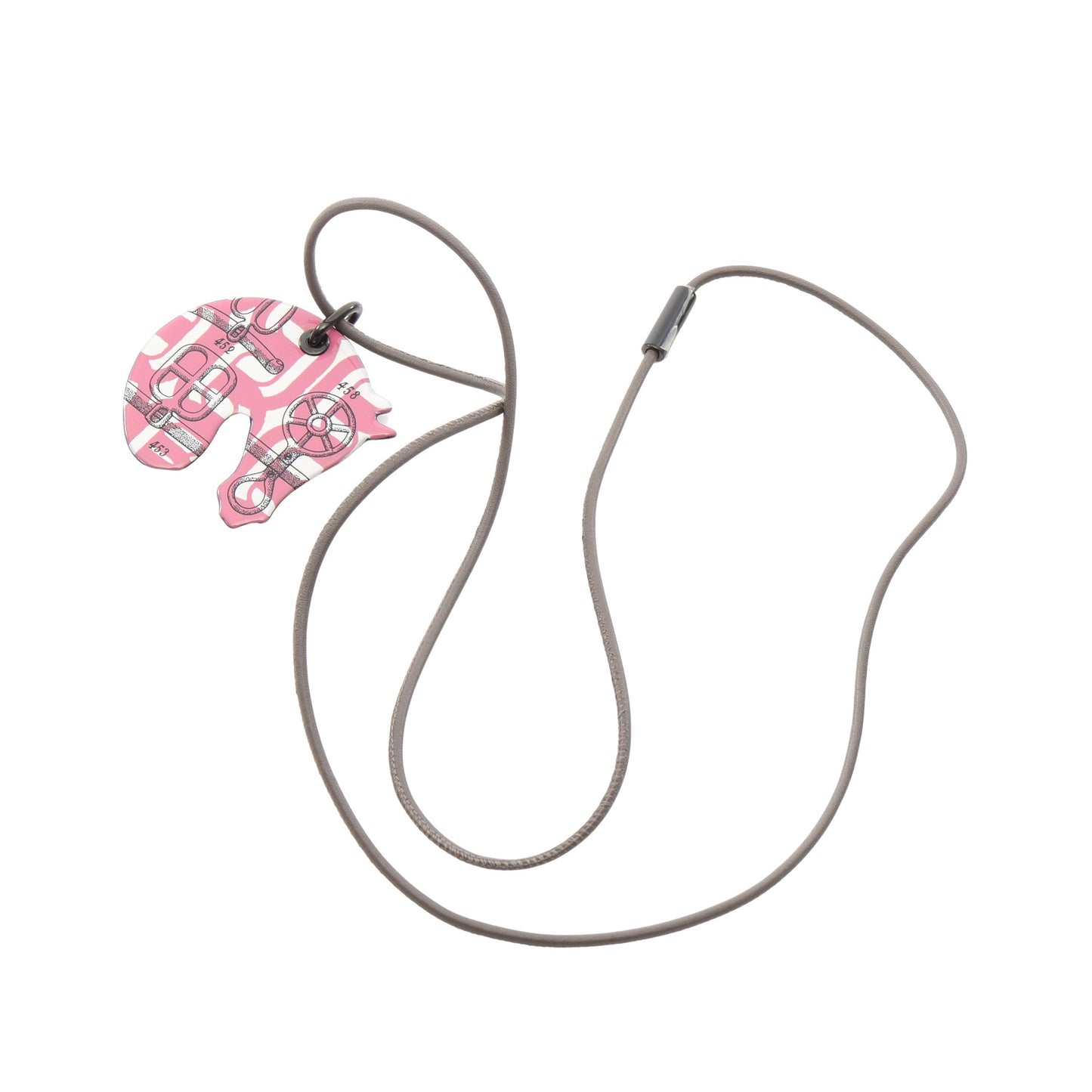 タッタソールPM Manufacture de Boucleries ネックレス エナメル レザー ピンク ホワイト グレー エルメス アクセサリー HERMES