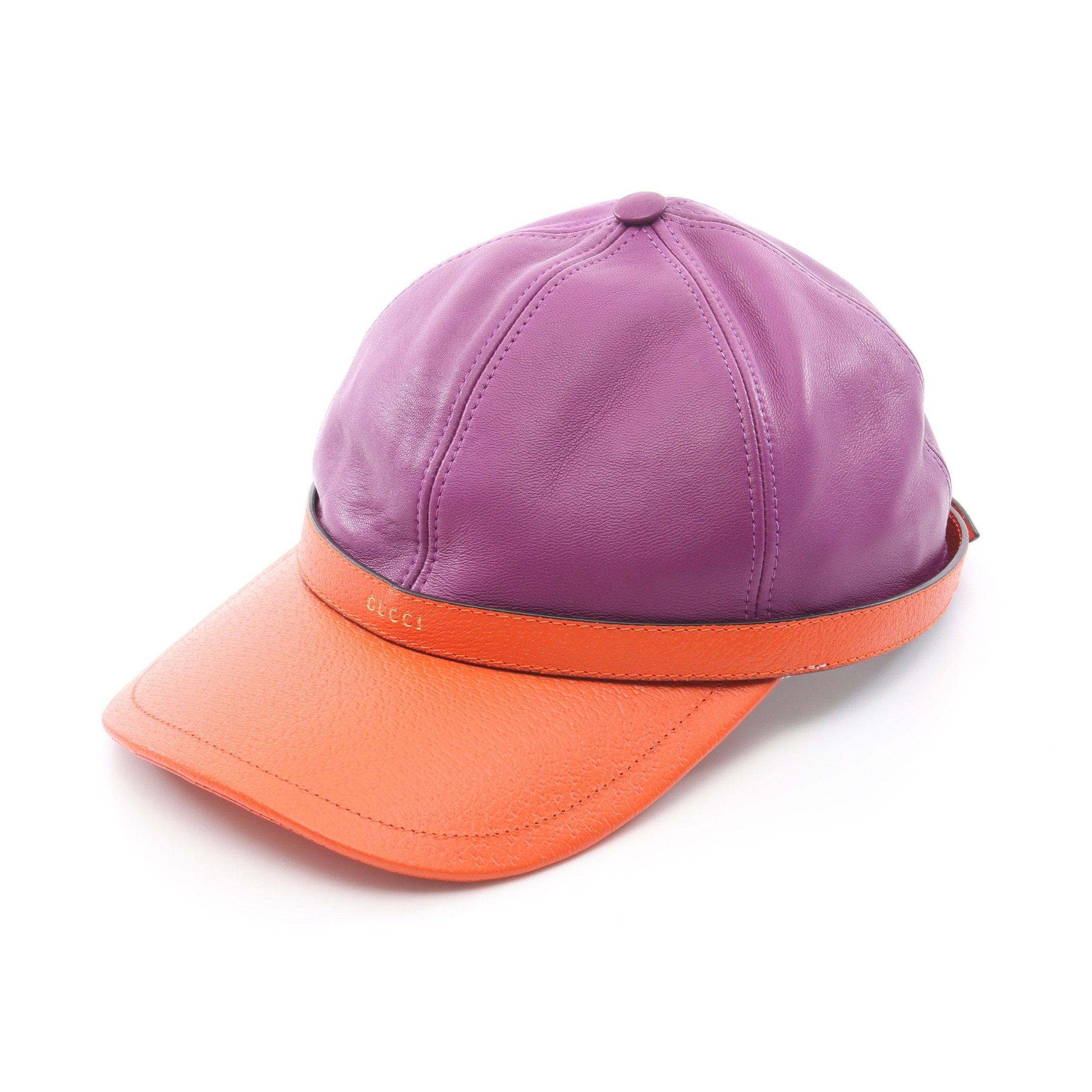 バイカラー キャップ レザー パープル オレンジ グッチ – RECLO