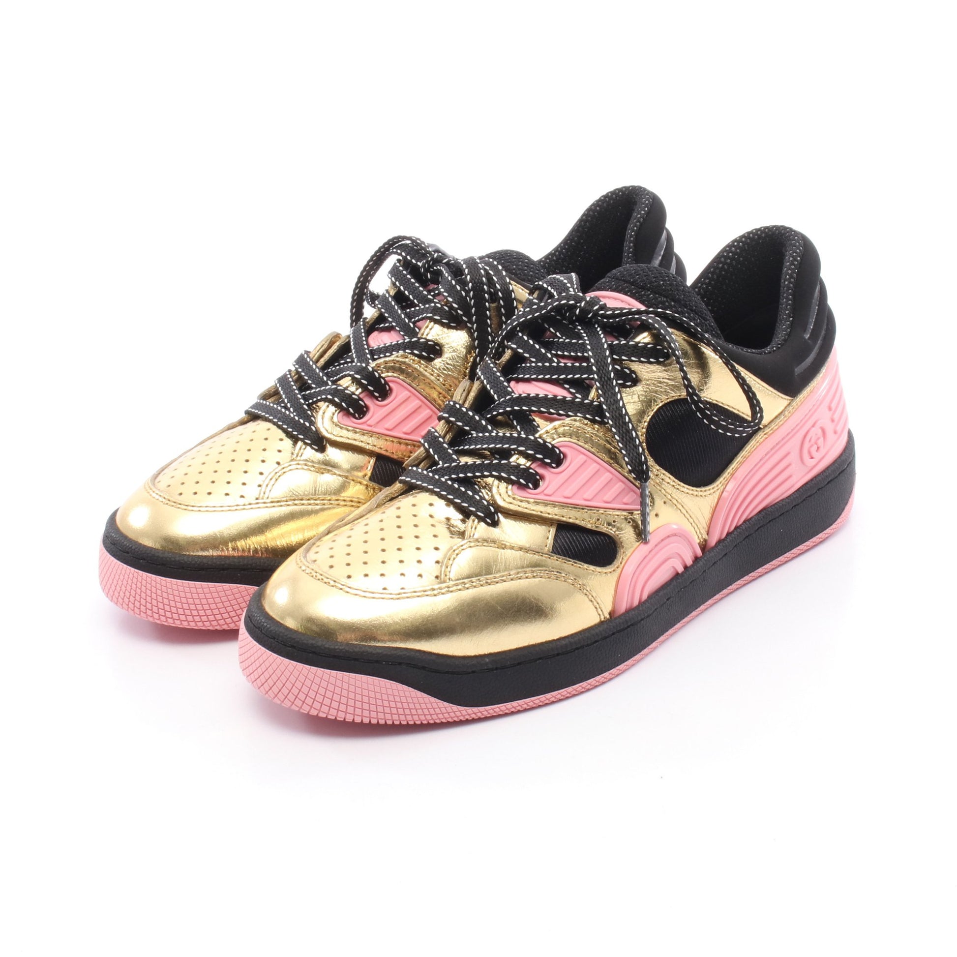 BASKET LOW スニーカー レザー ラバー ファブリック ゴールド ピンク ブラック グッチ シューズ GUCCI