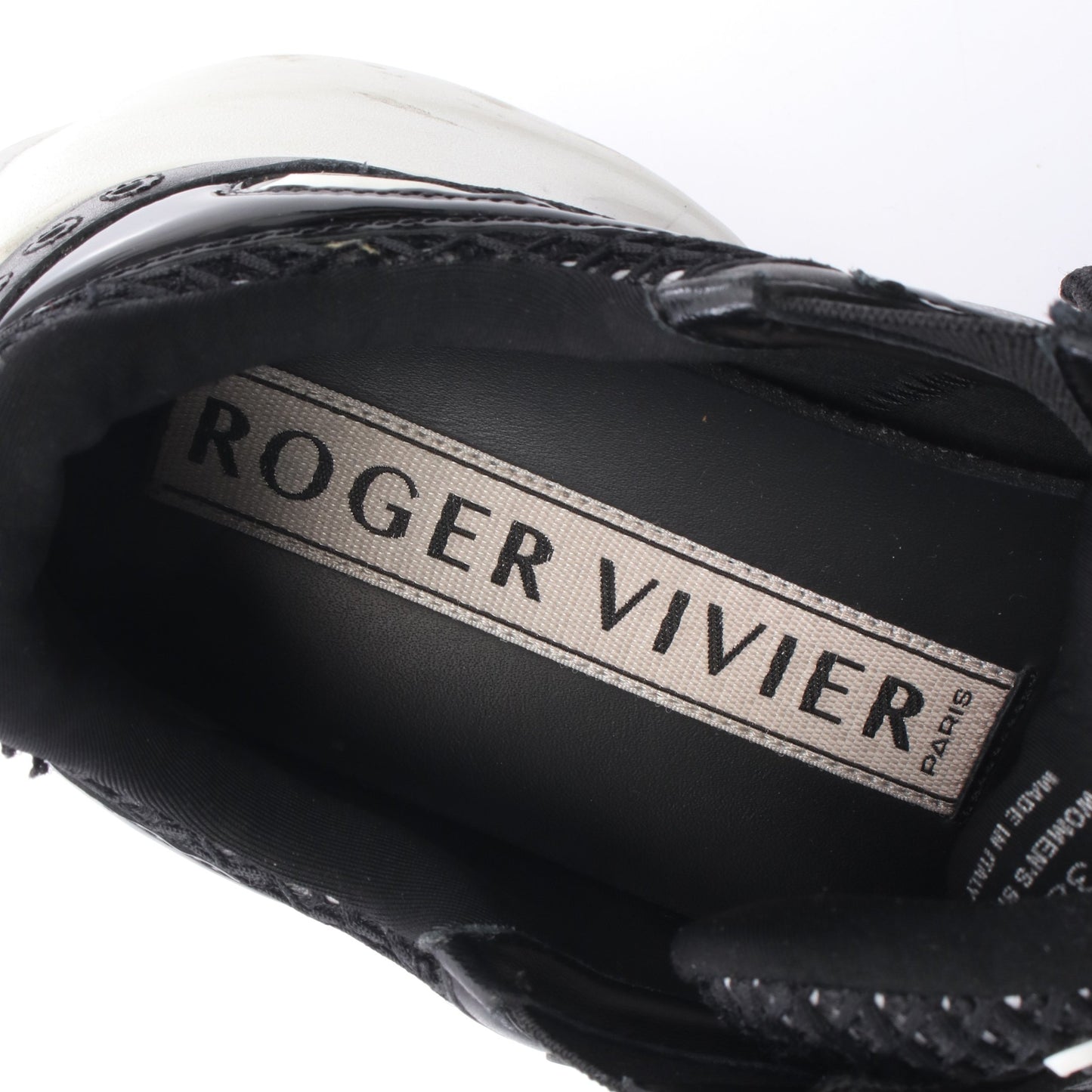 ヴィヴ オン ザ ラン スニーカー ビジュー エナメルレザー ファブリック ブラック ホワイト ロジェヴィヴィエ シューズ Roger Vivier
