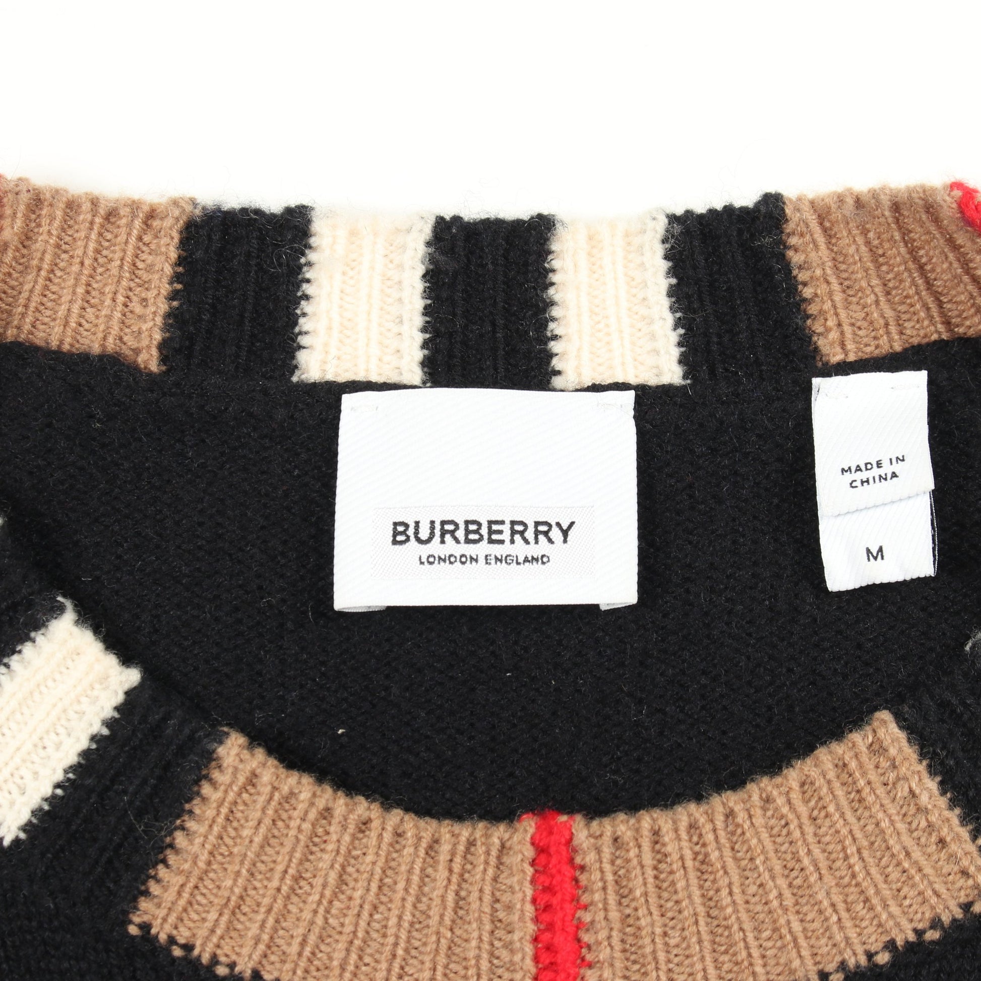 アイコンストライプ セーター ニット クルーネック ウール カシミヤ ブラック ベージュ バーバリー トップス BURBERRY