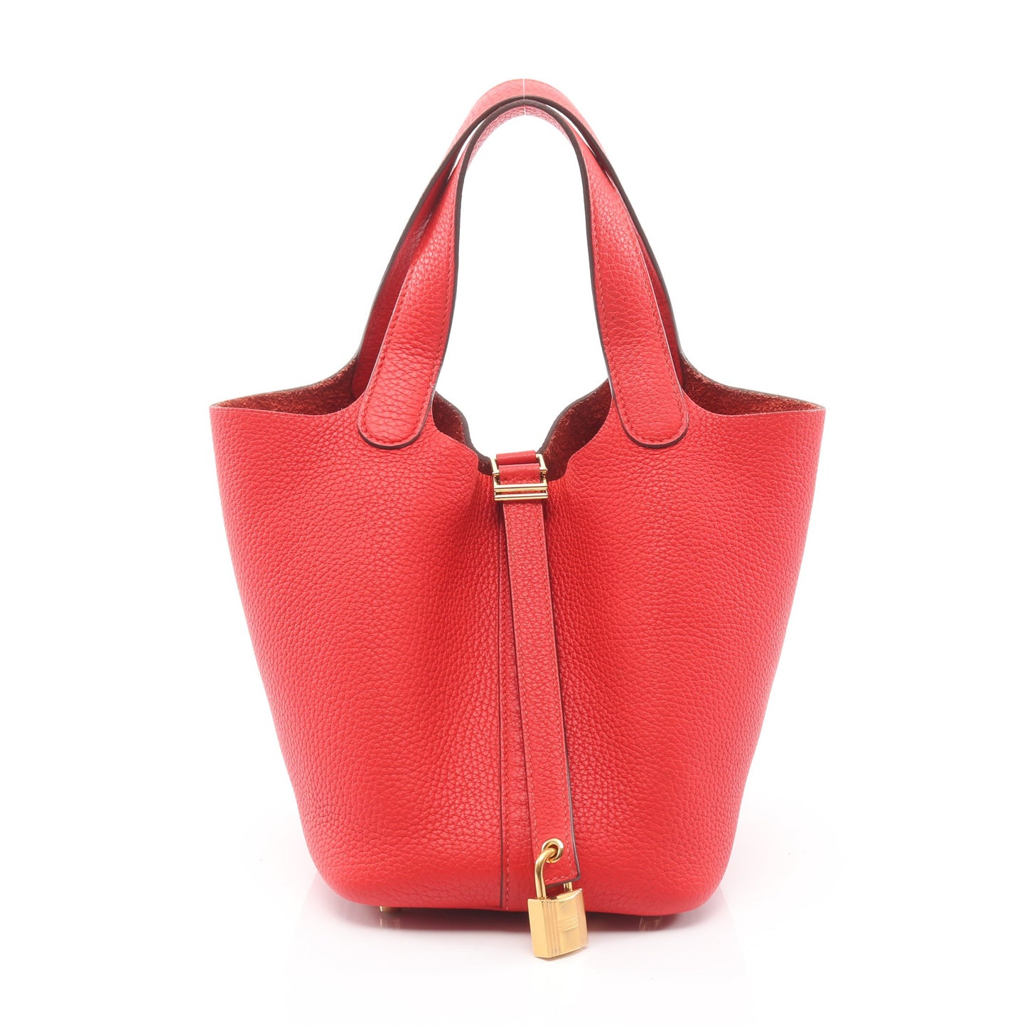 ピコタンロックPM ルージュクー ハンドバッグ トリヨンクレマンス レッド ゴールド金具 D刻印 エルメス バッグ HERMES