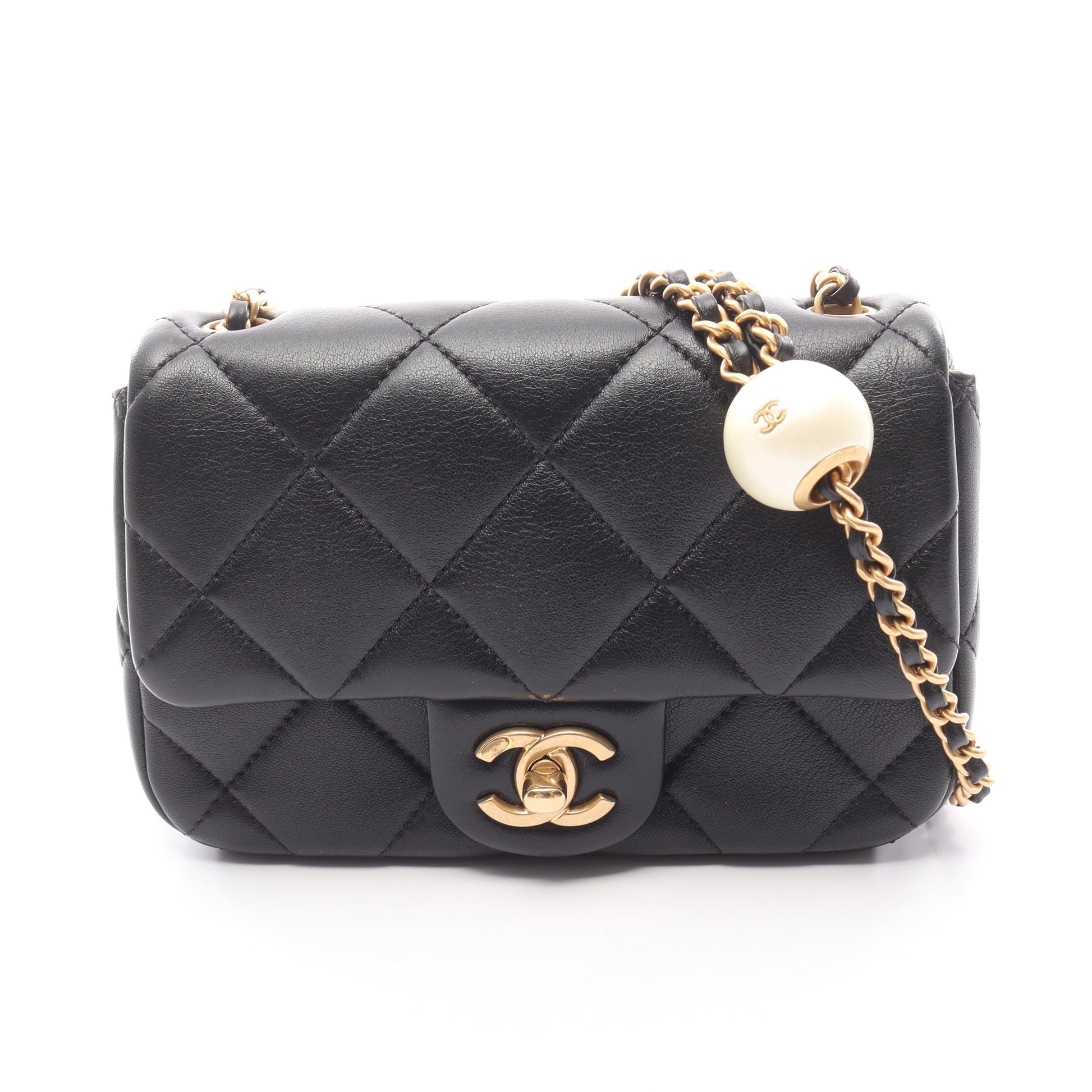 ミニマトラッセ チェーンショルダーバッグ ラムスキン ブラック ゴールド金具 シャネル バッグ CHANEL