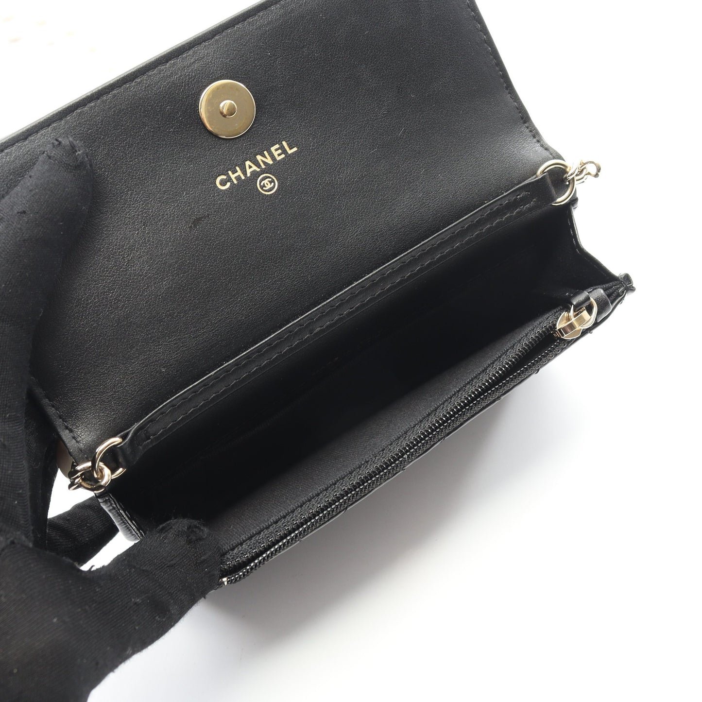 マトラッセ パールチェーン ショルダーウォレット ラムスキン ブラック ゴールド金具 シャネル バッグ CHANEL