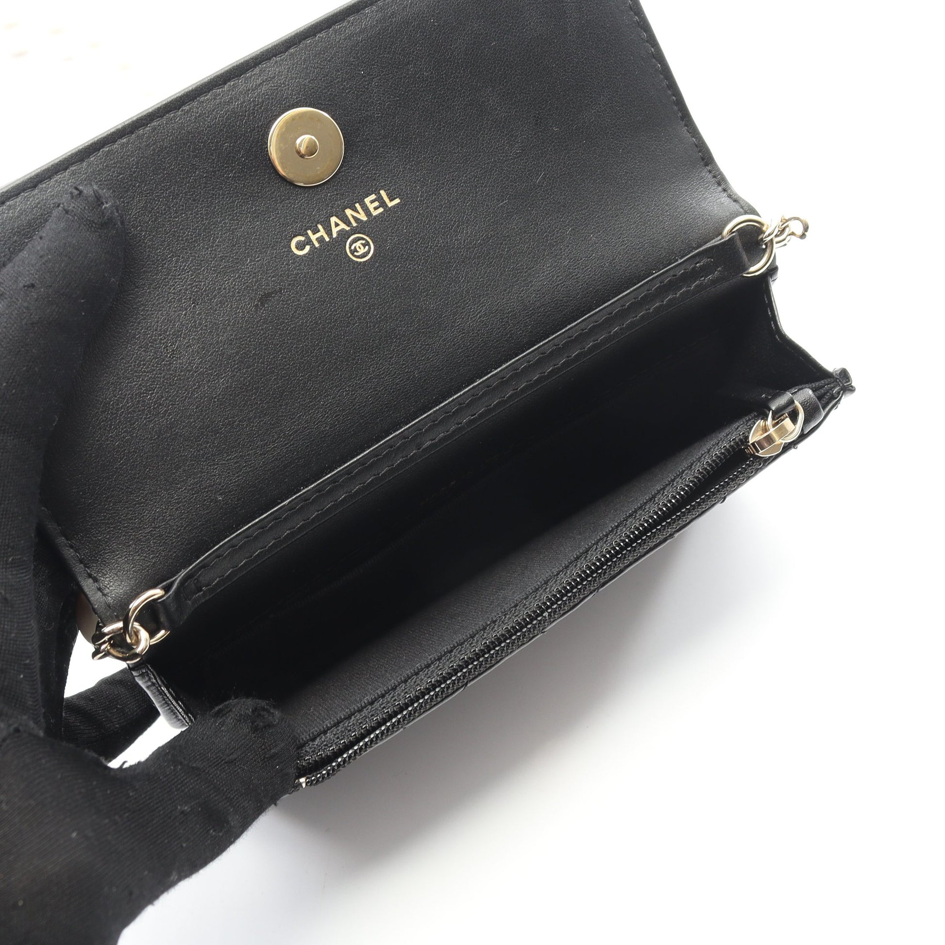 マトラッセ パールチェーン ショルダーウォレット ラムスキン ブラック ゴールド金具 シャネル バッグ CHANEL