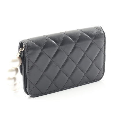 マトラッセ パールチェーン ショルダーウォレット ラムスキン ブラック ゴールド金具 シャネル バッグ CHANEL